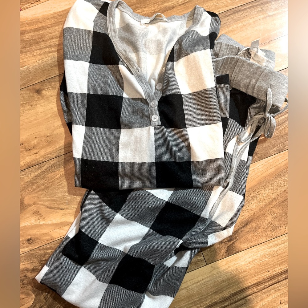 Black and gray Buffalo print pajamas